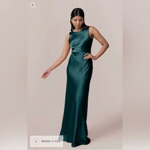 Revelry Teal Satin Maxi Dress